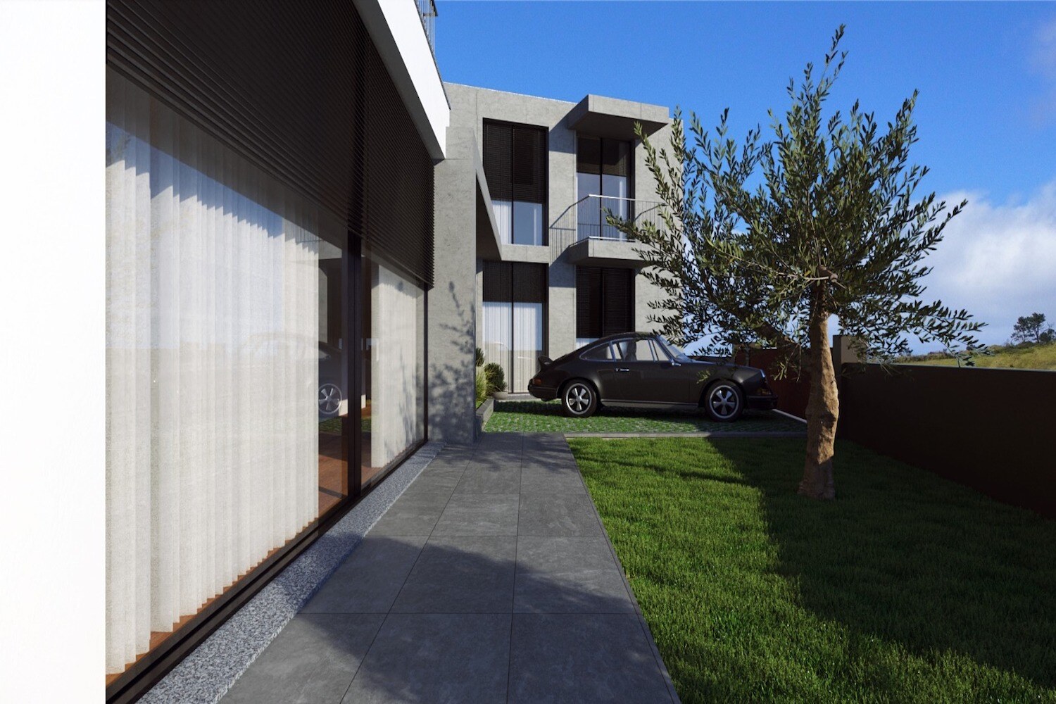 Garden and front facade of house