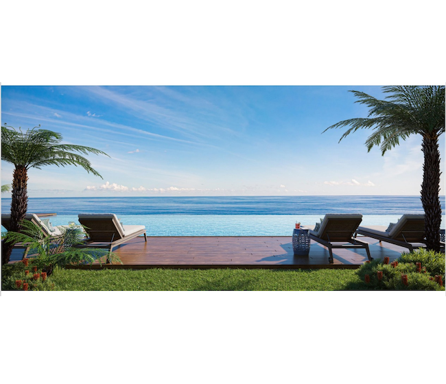 Pool deck and infinity pool with sea view